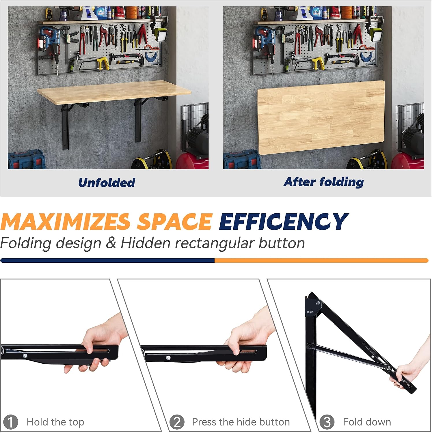 Heavy Duty Space Saving Wall Fold Down Workbench