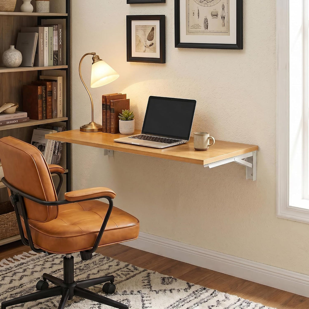 Heavy Duty Teak White Frame Wall Fold Down Table