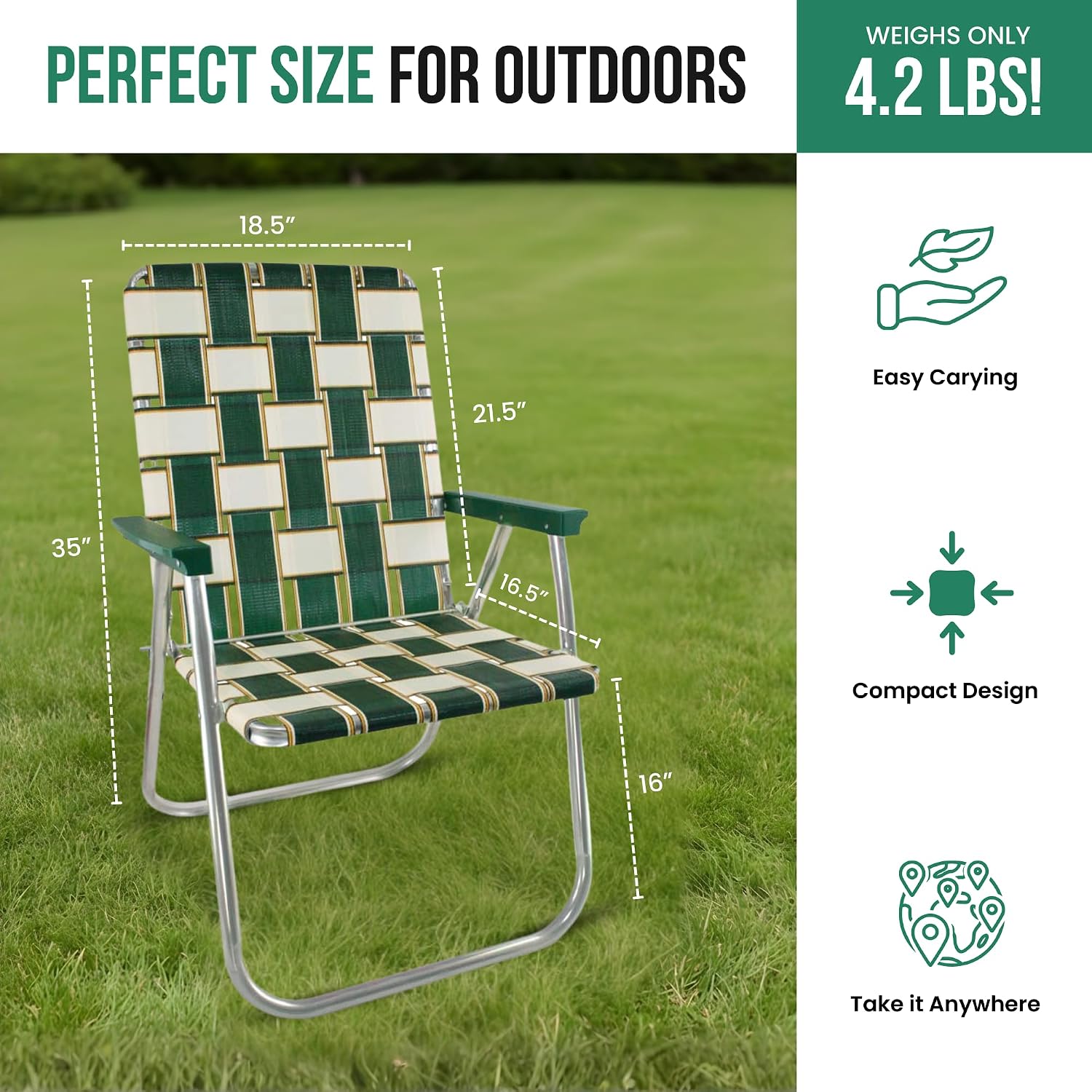 Aluminum Webbed Lightweight Foldable Lawn Chair