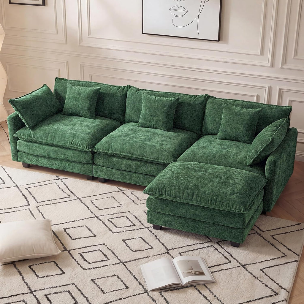 Chenille L-Shaped Cloud Modular Sectional Sofa
