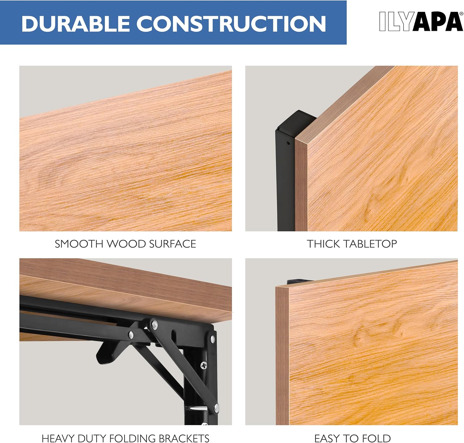 Space Saving White Oak Wall Fold Down Floating Desk