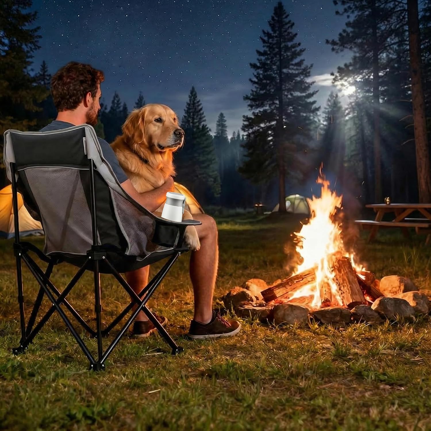 Black Oversized Heavy Duty Foldable Camping Chair