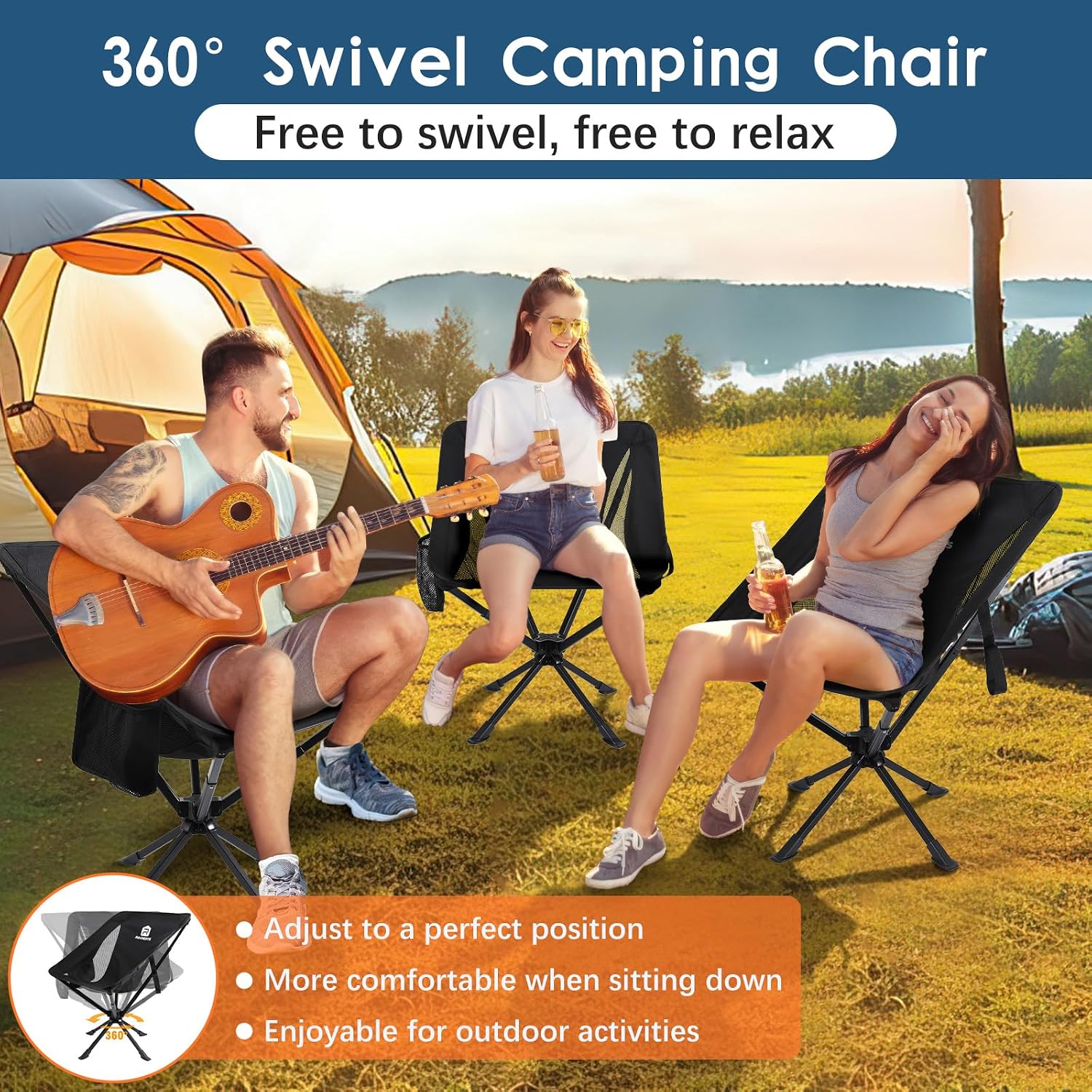 360 Rotation Lightweight Quick Setup Camping Chair