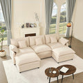 Beige Linen U-Shaped Cloud Modular Sectional Sofa