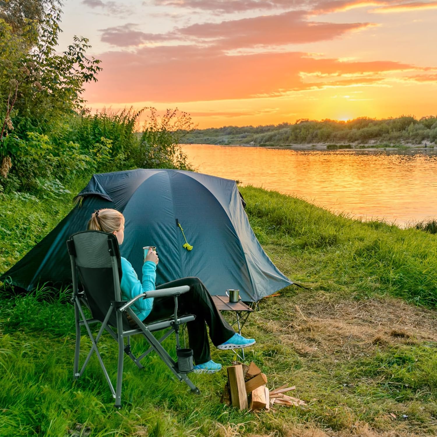 High Back Padded Foldable Heavy Duty Camping Chair