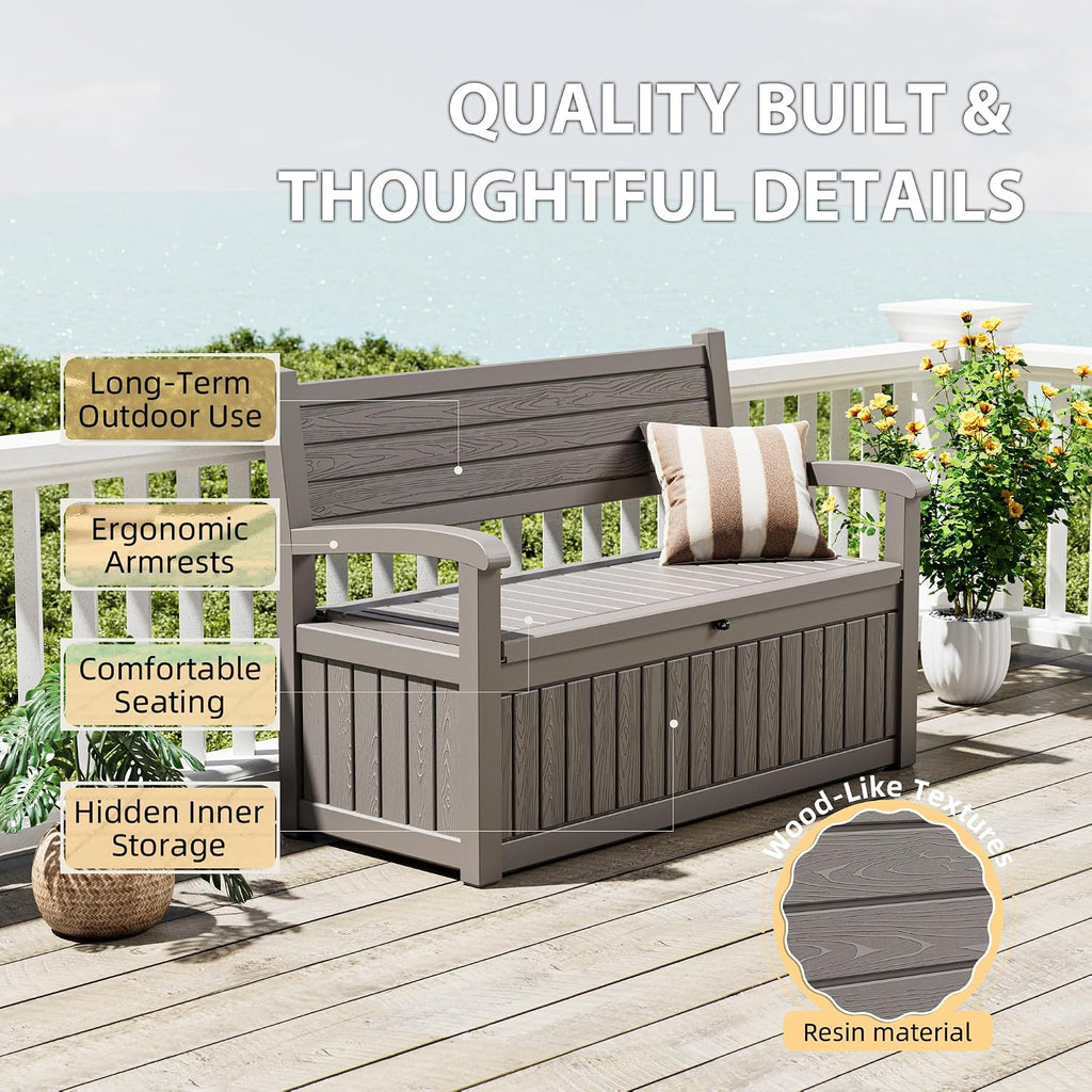 Grey Lockable Waterproof Resin Outdoor Storage Bench