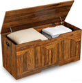 Retro Brown Wooden Safety Hinge Storage Bench