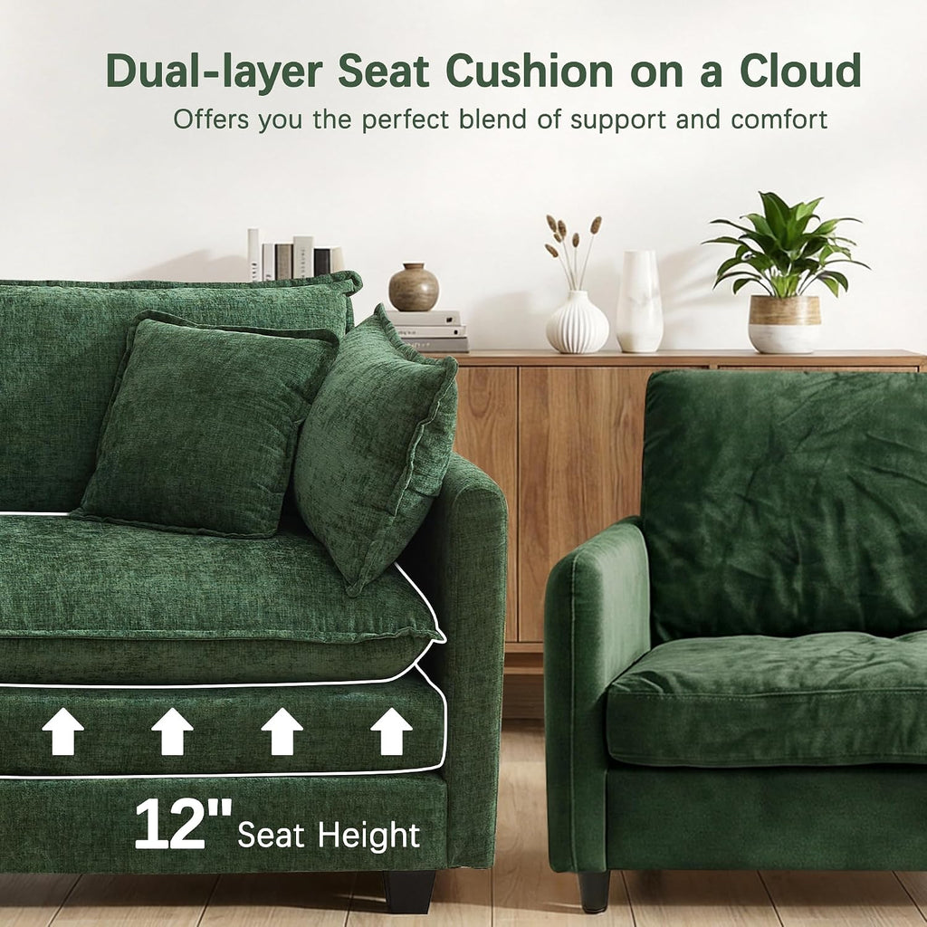 Chenille L-Shaped Cloud Modular Sectional Sofa