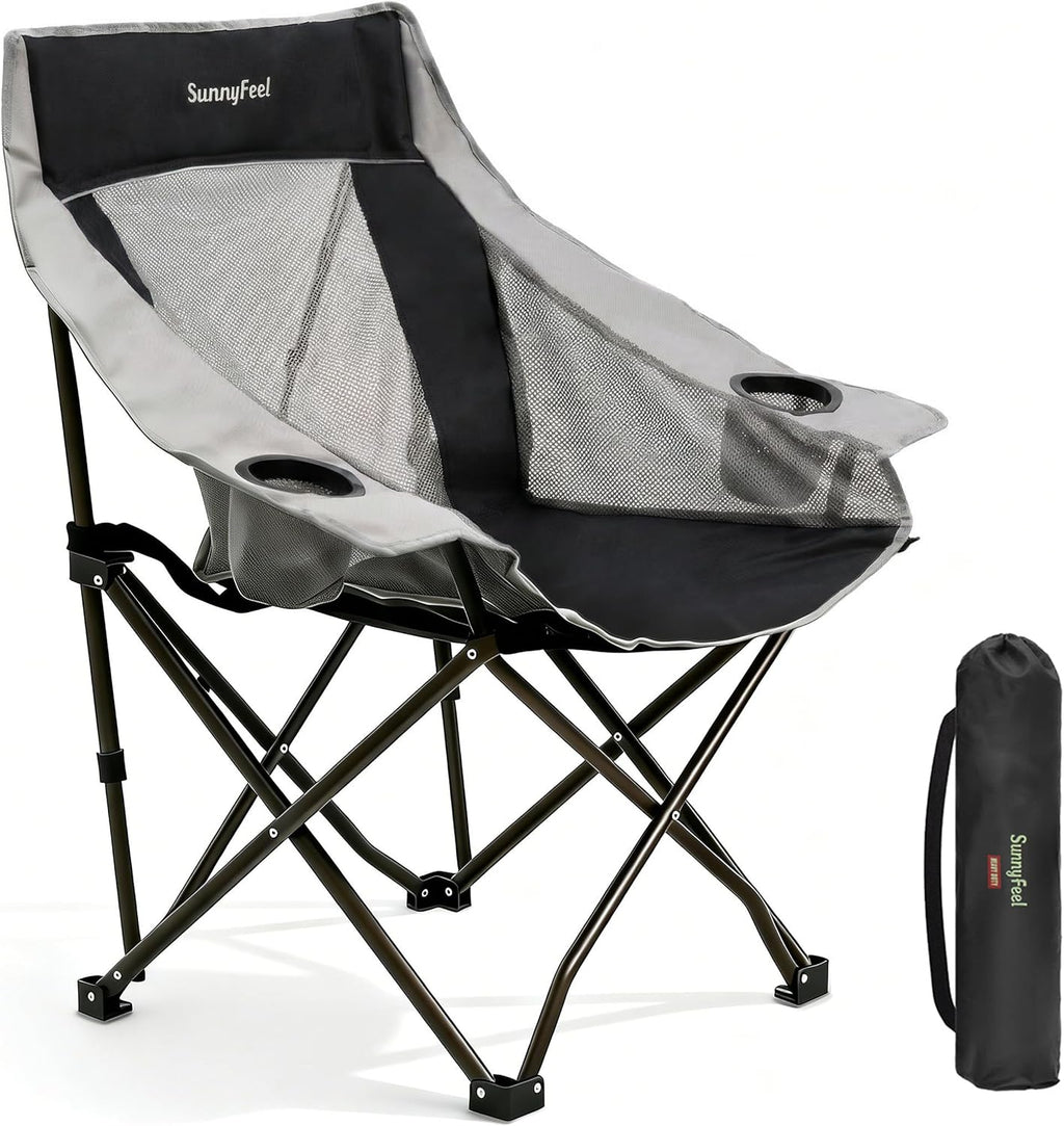 Black Oversized Heavy Duty Foldable Camping Chair