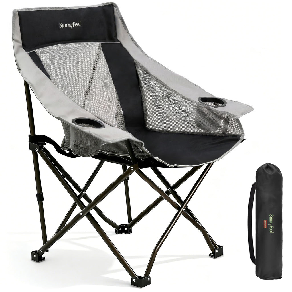 Black Oversized Heavy Duty Foldable Camping Chair