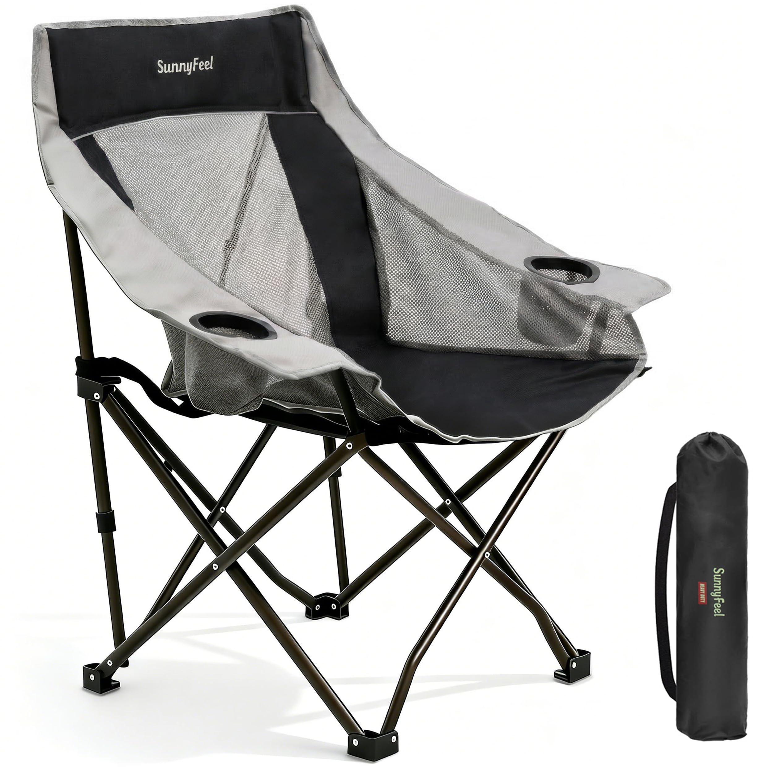 Black Oversized Heavy Duty Foldable Camping Chair