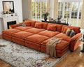 Terracotta Orange Chenille Cloud Modular Sofa Bed