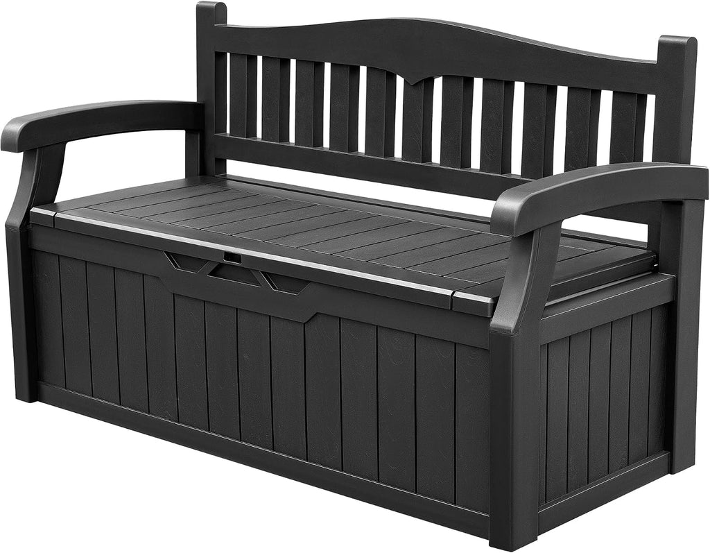 Black Lockable 80 Gallon Outdoor Storage Bench