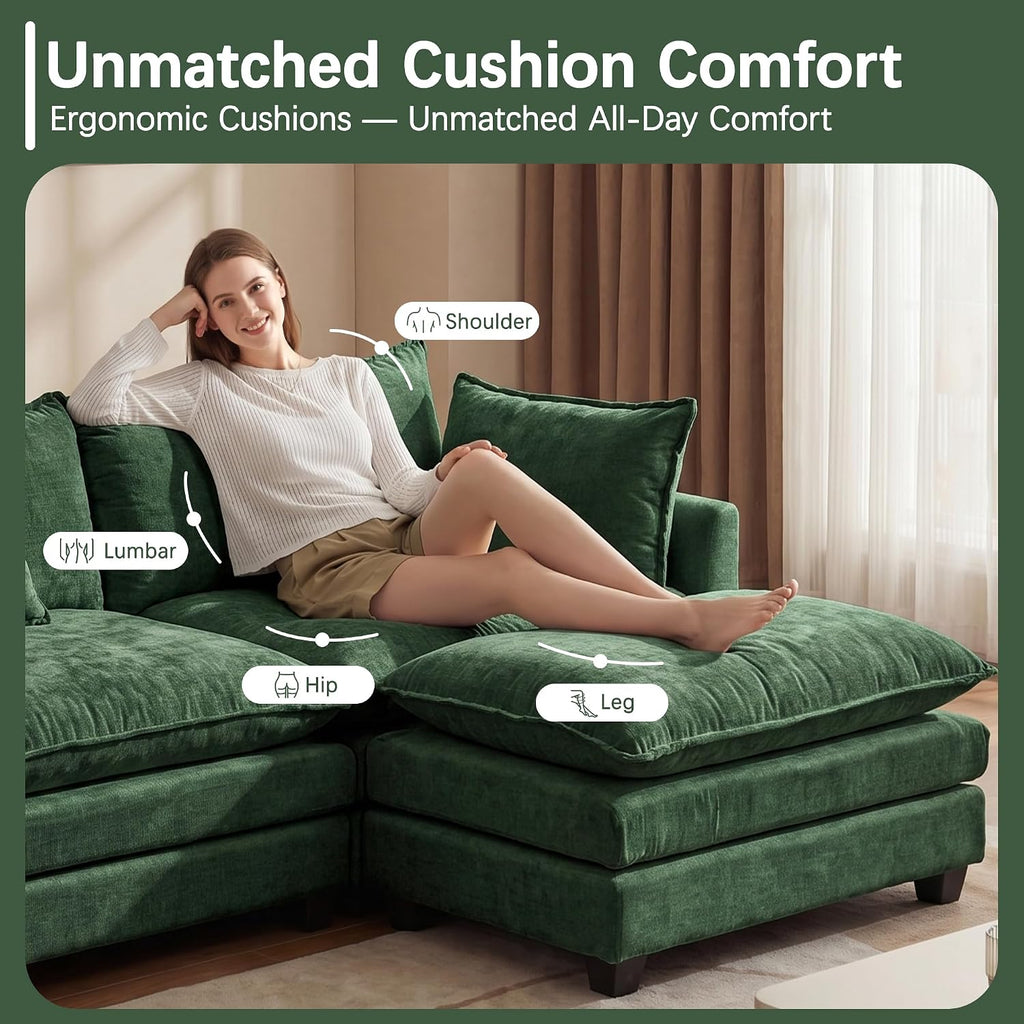 Chenille L-Shaped Cloud Modular Sectional Sofa