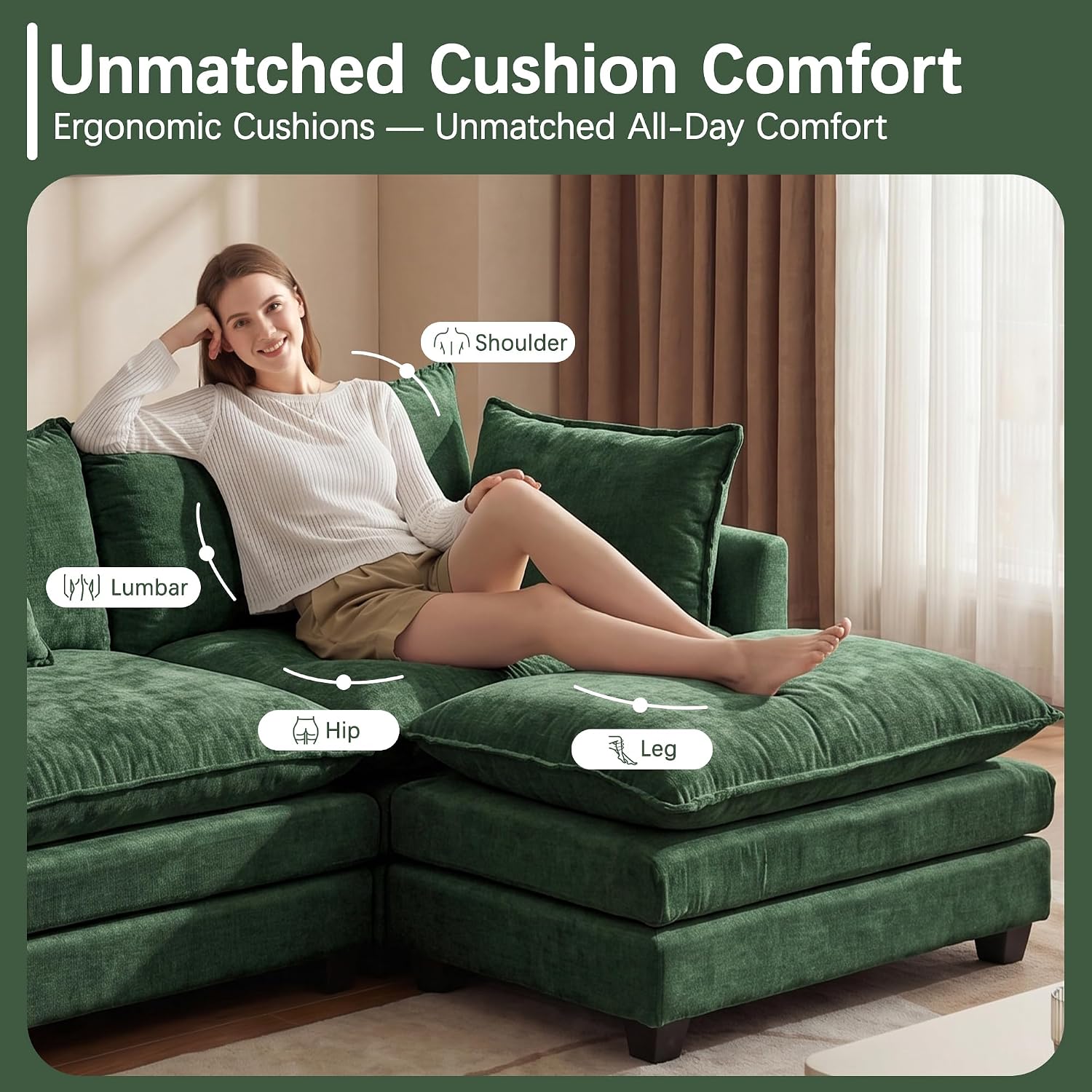 Chenille L-Shaped Cloud Modular Sectional Sofa