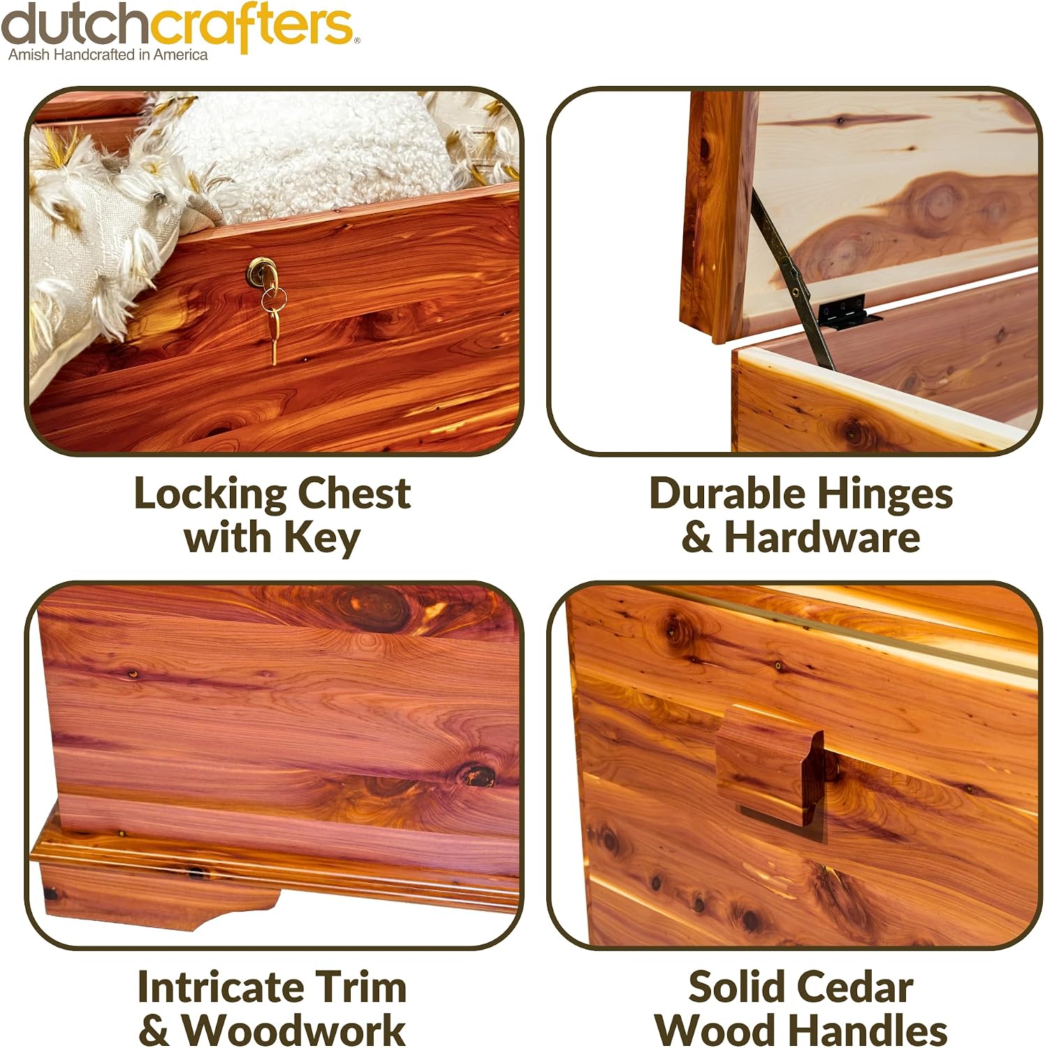 Red Cedar Lockable USA Handmade Storage Bench