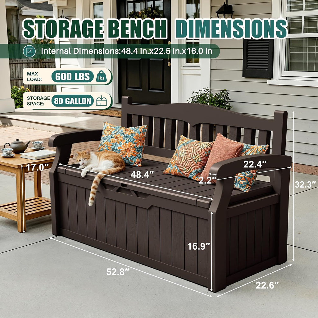 Dark Brown Lockable 80 Gallon Outdoor Storage Bench