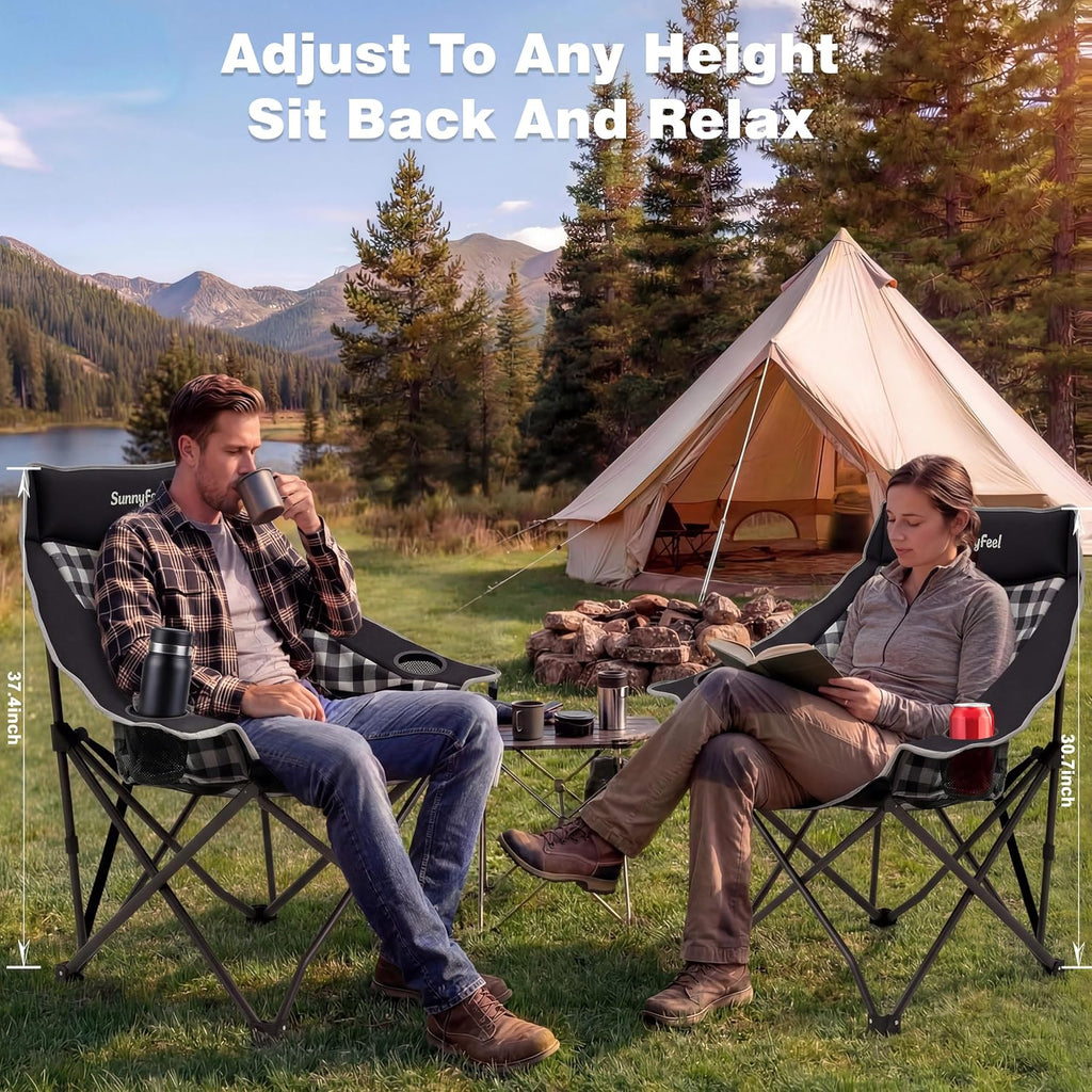 Black Oversized Heavy Duty Foldable Camping Chair
