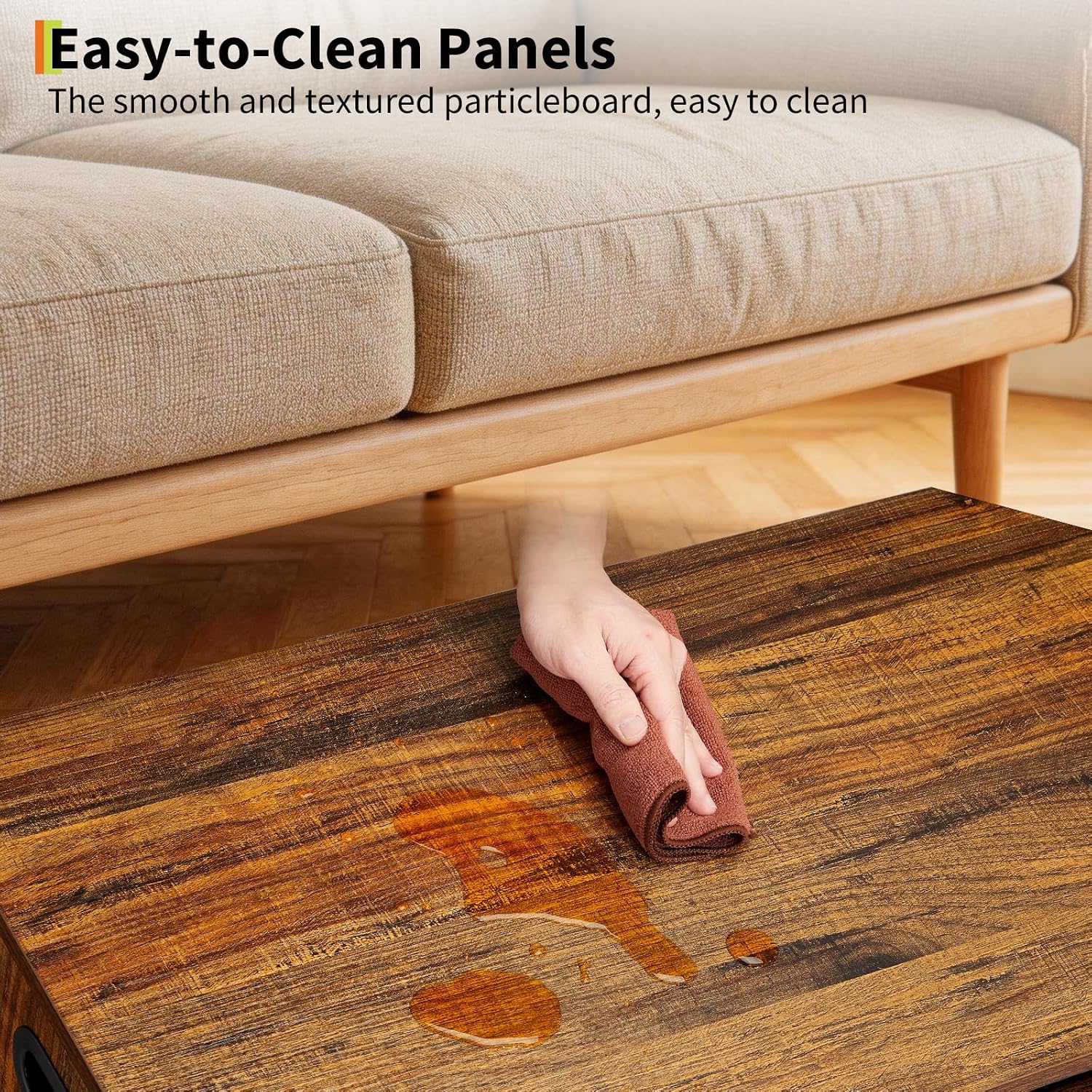 Retro Brown Wooden Safety Hinge Storage Bench