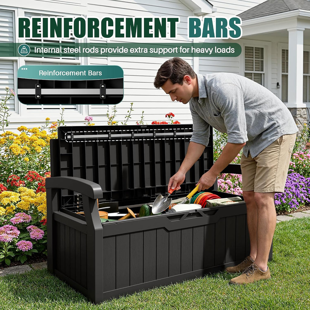 Black Lockable 80 Gallon Outdoor Storage Bench