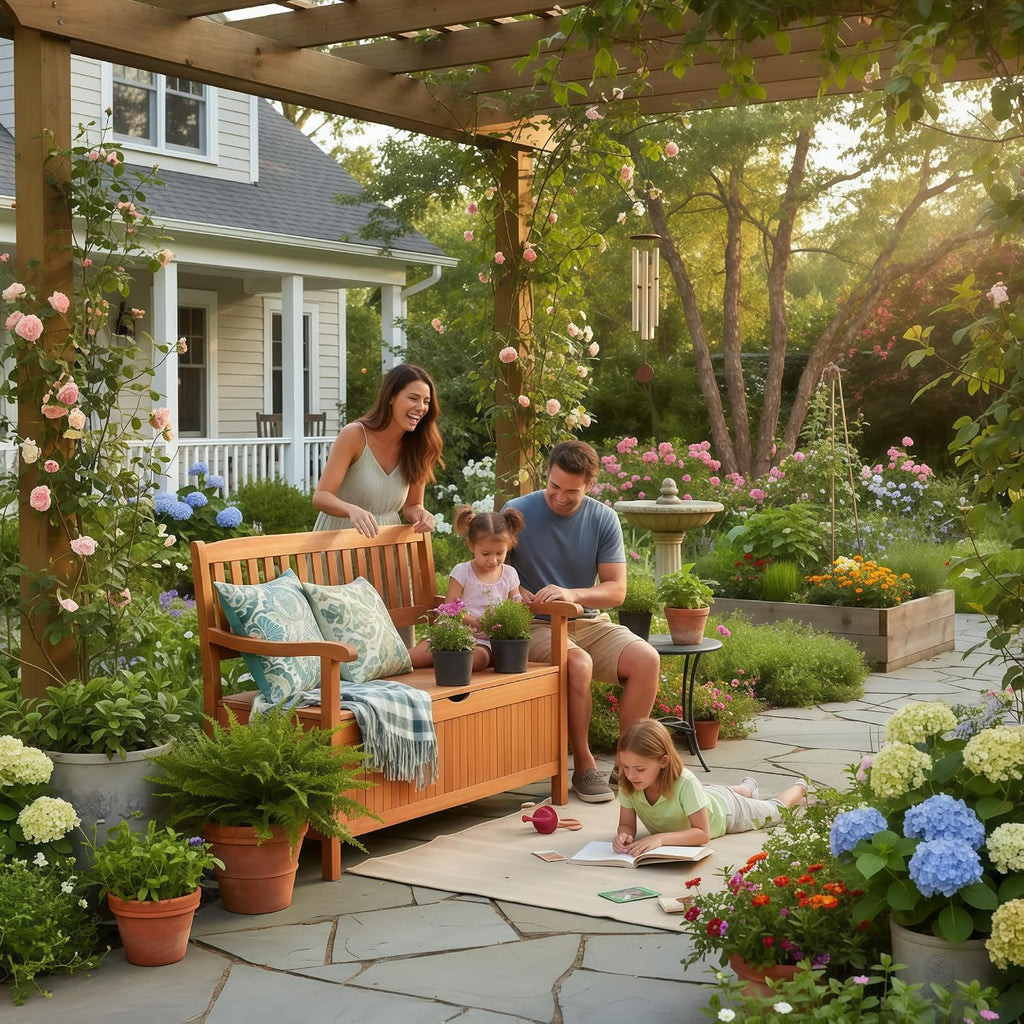 Eucalyptus Wood Dustproof Lining Outdoor Storage Bench