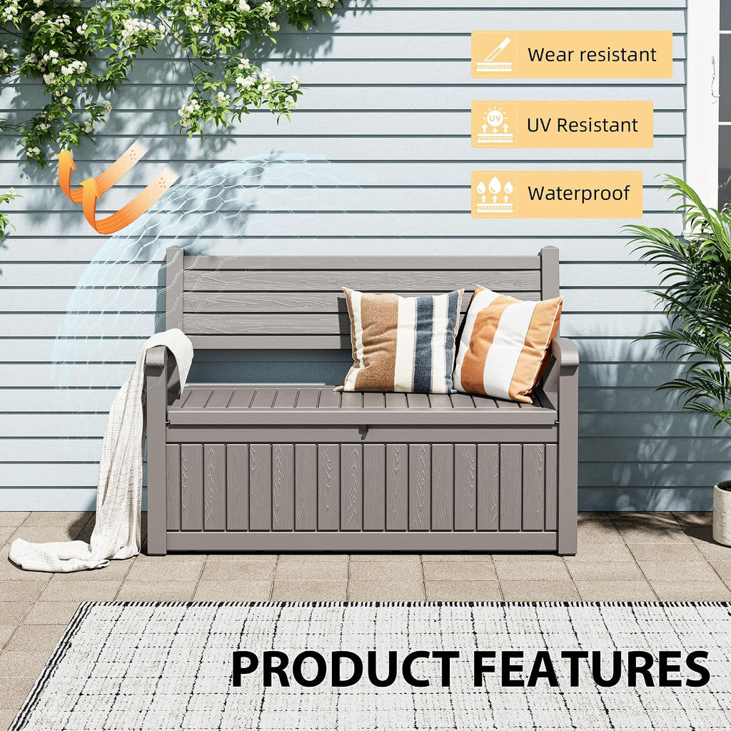 Grey Lockable Waterproof Resin Outdoor Storage Bench