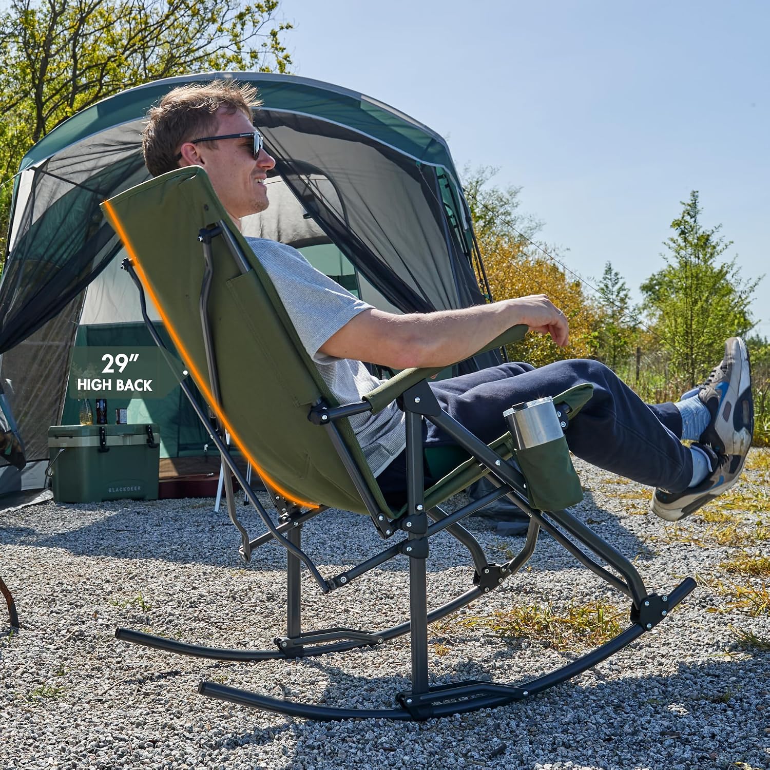 High Back Oversized Portable Rocking Camping Chair