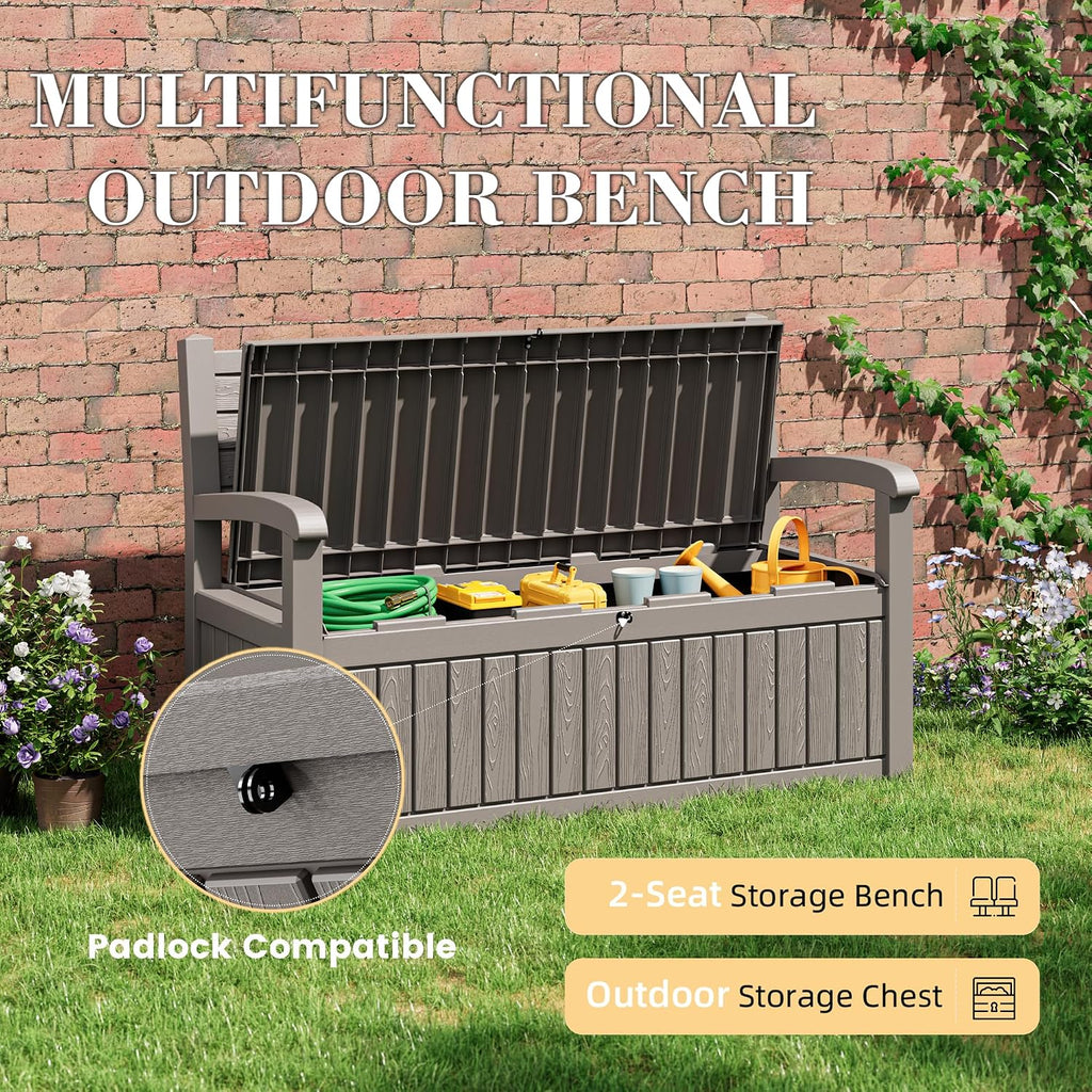 Grey Lockable Waterproof Resin Outdoor Storage Bench