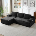 Corduroy L-Shaped Deep Seat Cloud Sectional Sofa