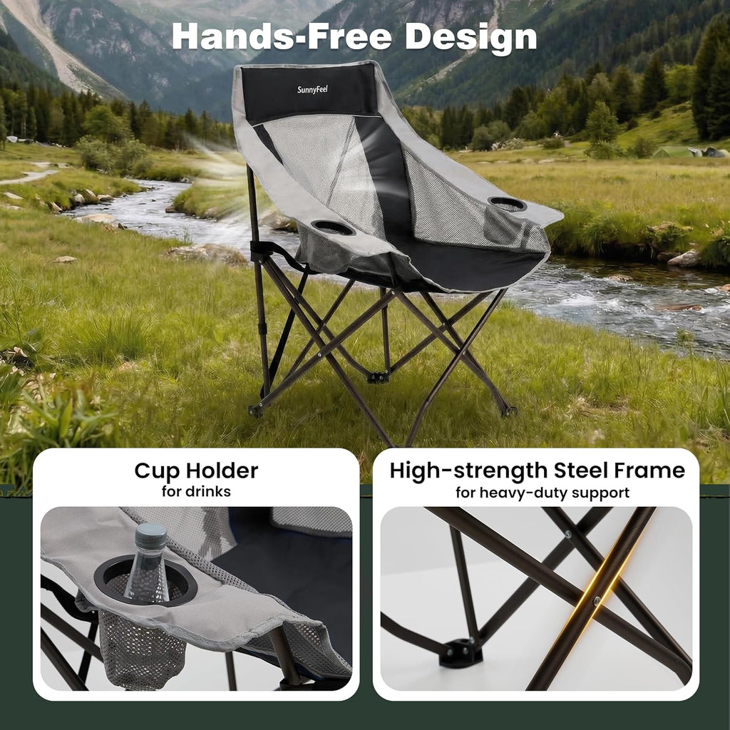 Black Oversized Heavy Duty Foldable Camping Chair