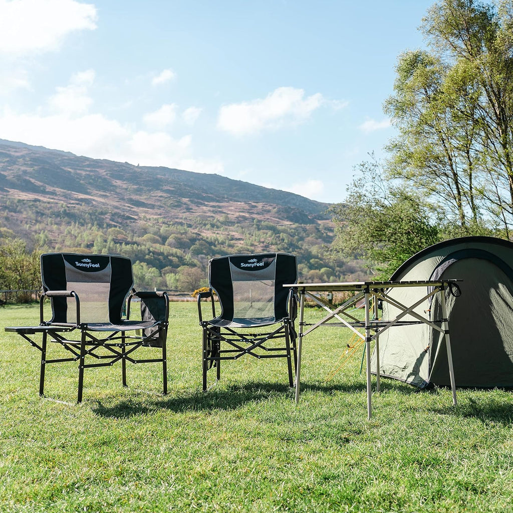Oversized Side Table Foldable Director Camping Chair