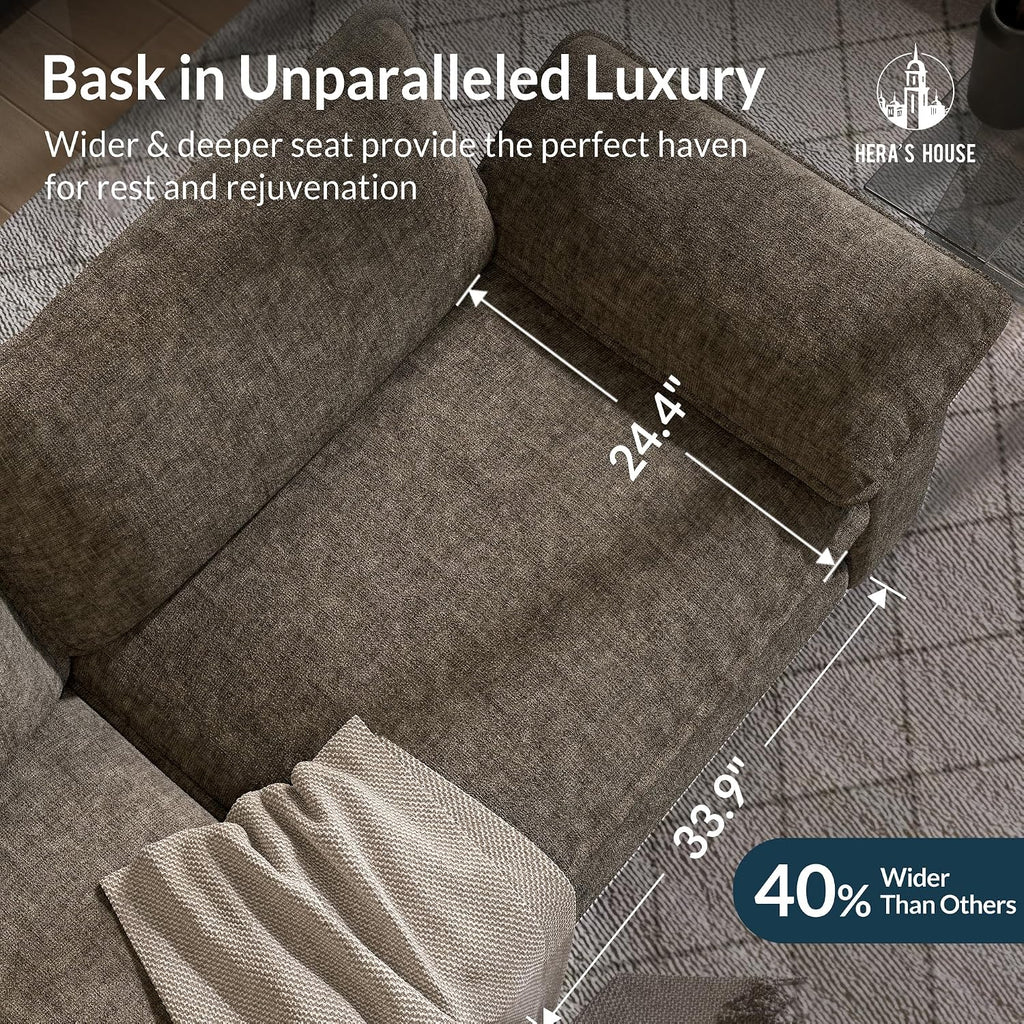 Ash Chenille U-Shaped Deep Seat Cloud Sectional Sofa